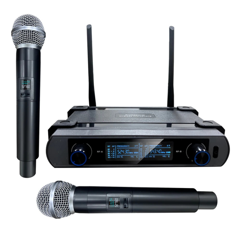 Uhf Wireless Microphone System Dual Channel - Профессиональная 2-канальная беспроводная UHF-система микрофонов с