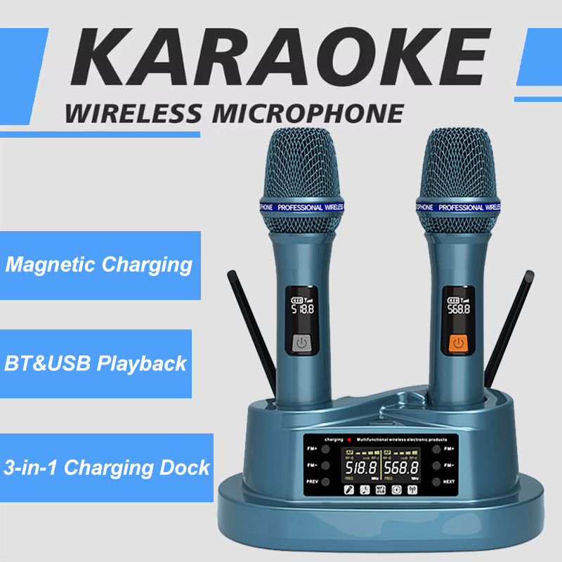 Bluetooth Karaoke Microphone Handheld - Беспроводной микрофонный комплект с док-станцией для