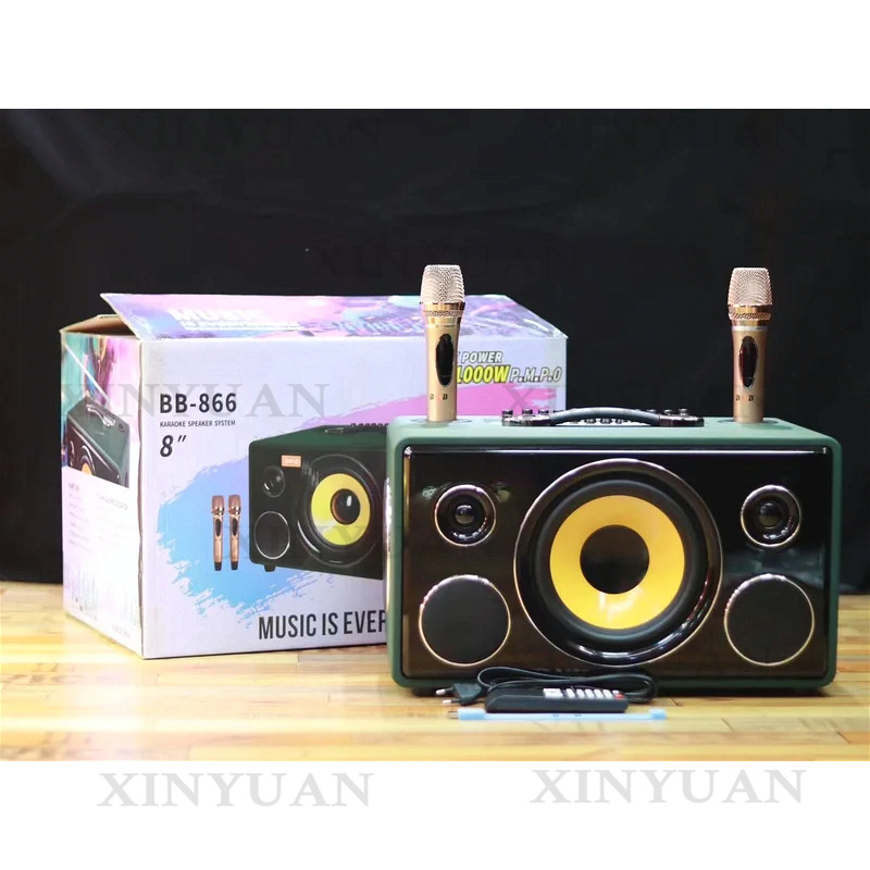 Karaoke Speaker System 100W Rgb - Караоке-колонка, 8-дюймовая деревянная HIFI-система с басами