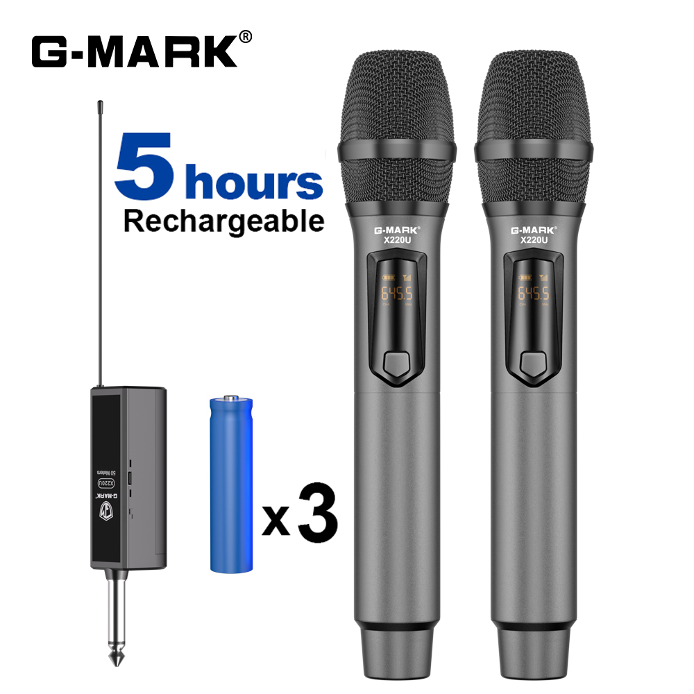 Rechargeable Wireless Mic Lithium Battery - Беспроводной микрофон G-MARK X220U UHF караоке-микрофон