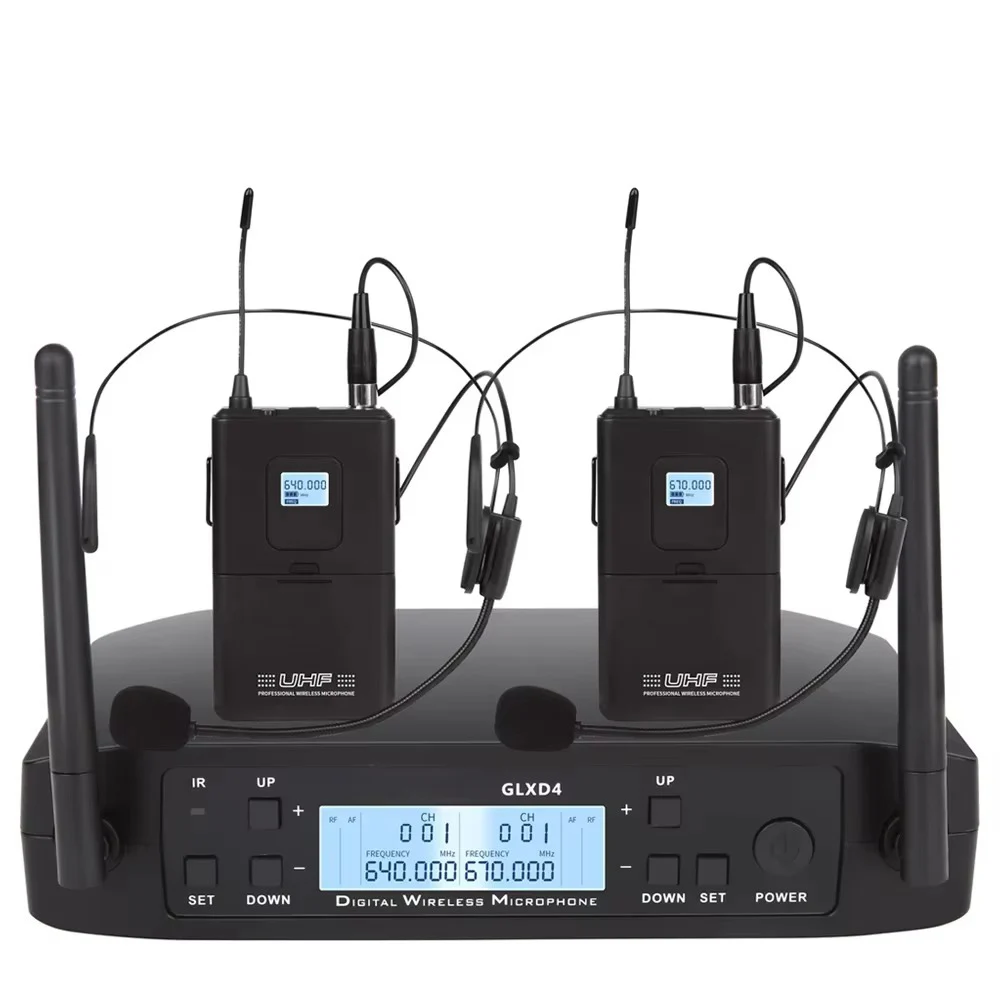 Wireless Lavalier Microphone Dual Receiver - GLXD4 Профессиональный беспроводной микрофон, двухканальная петличная