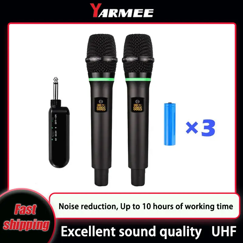 Rechargeable Wireless Mic Lithium Battery - YARMEE UHF Беспроводной микрофон Профессиональный караоке