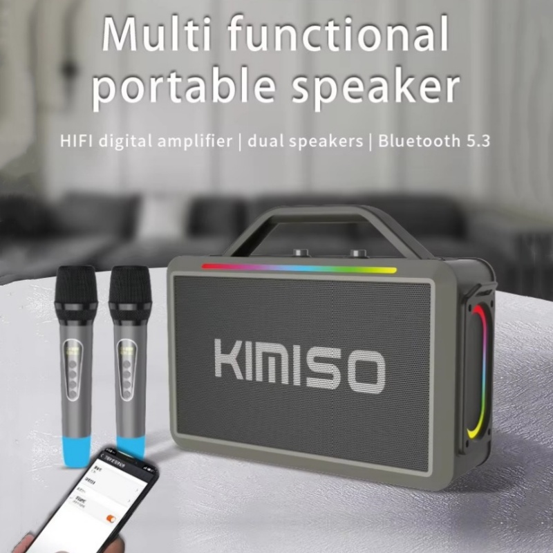 Karaoke Machine Portable With 2 Mic - Оригинальная портативная беспроводная Bluetooth-колонка KIMISO KMS-252