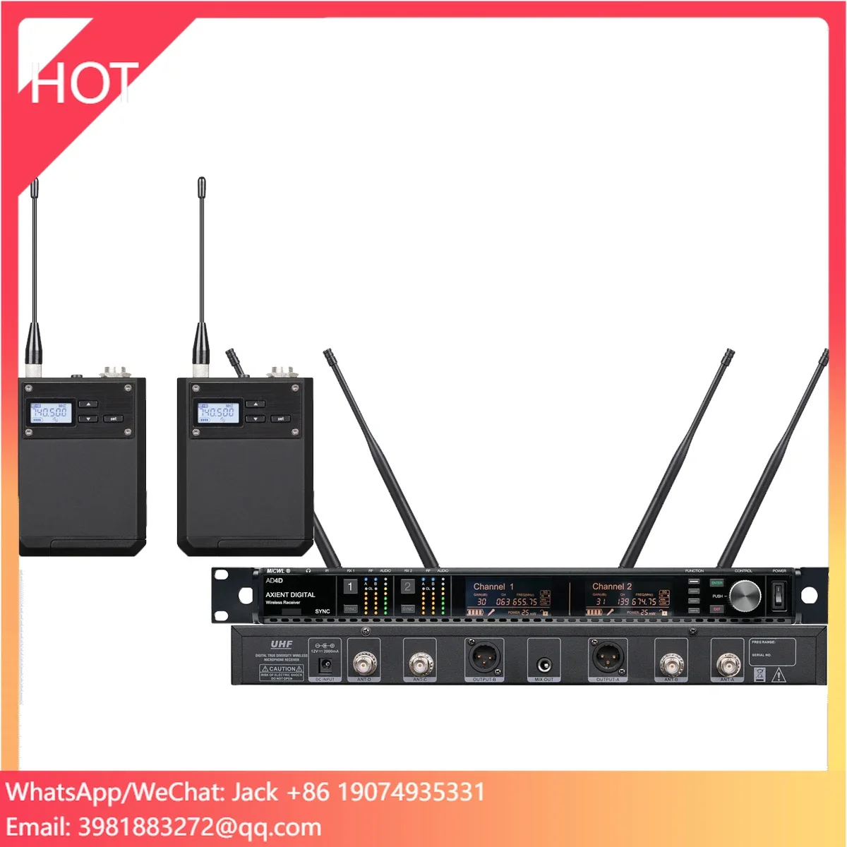 Uhf Wireless Microphone System Dual Channel - Профессиональная беспроводная микрофонная система WCM16 Black