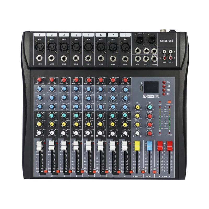 Karaoke Amplifier Mixer Bluetooth - 8-канальный аудиомикшер с 99 DSP-эффектами, USB-интерфейсом,