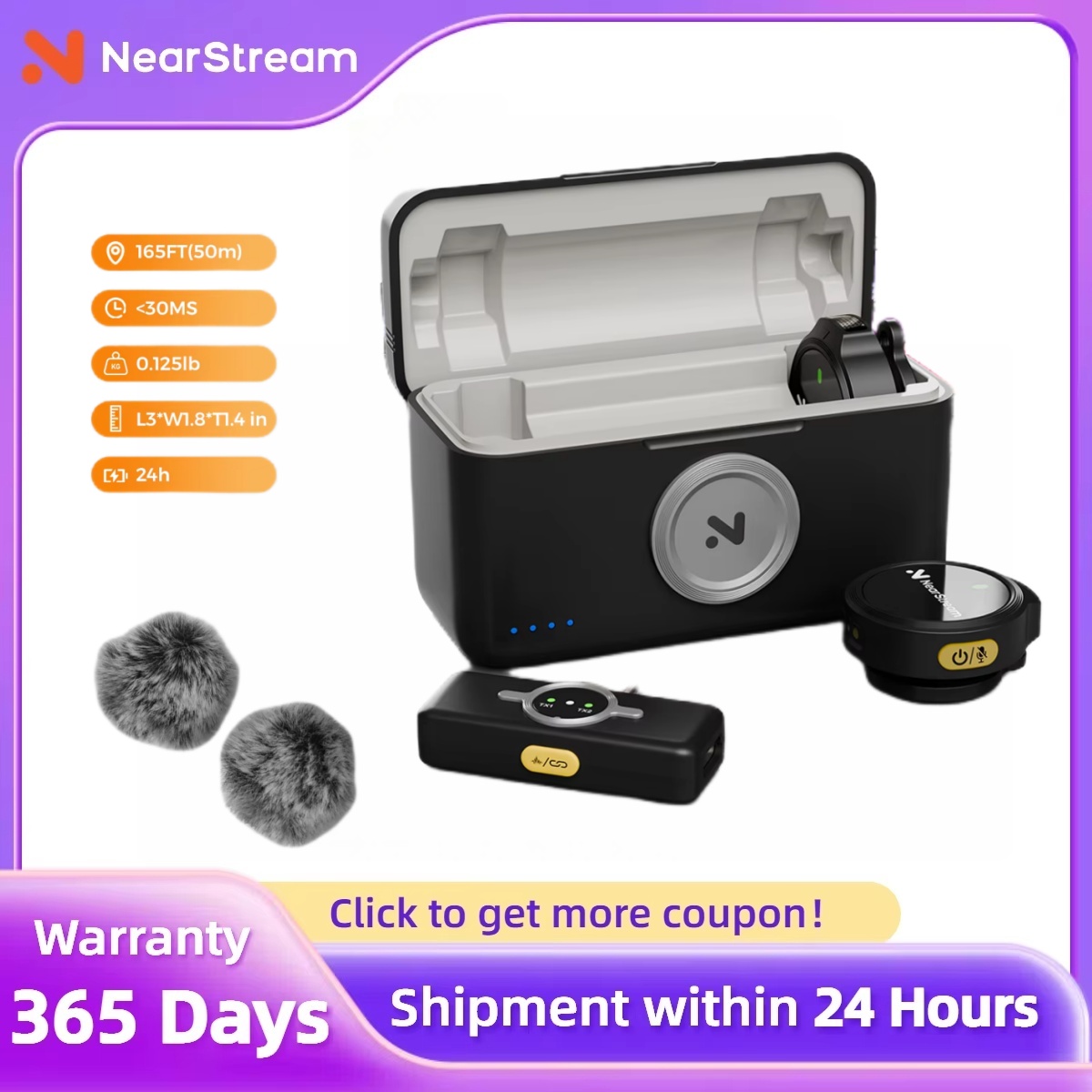 Wireless Lavalier Microphone Dual Receiver - Беспроводной магнитный петличный микрофон NearStream AWM25T,