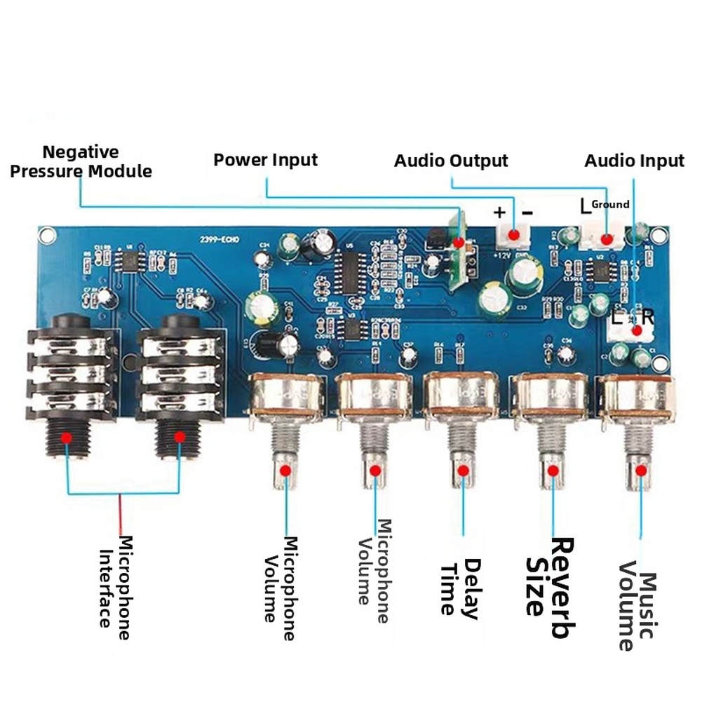 Karaoke Audio Mixer Echo Delay - Плата предусилителя для караоке-микрофона PT2399 с