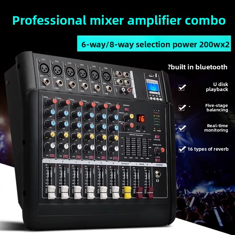 Karaoke Amplifier Mixer Bluetooth - Микшерный пульт с усилителем мощности, USB,