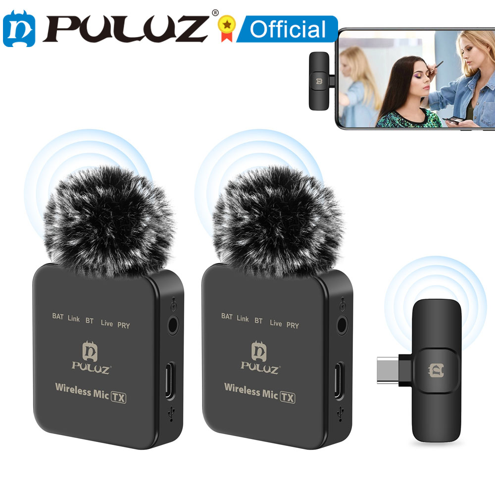 Wireless Lavalier Microphone Dual Receiver - Беспроводной петличный микрофон PULUZ для iPhone