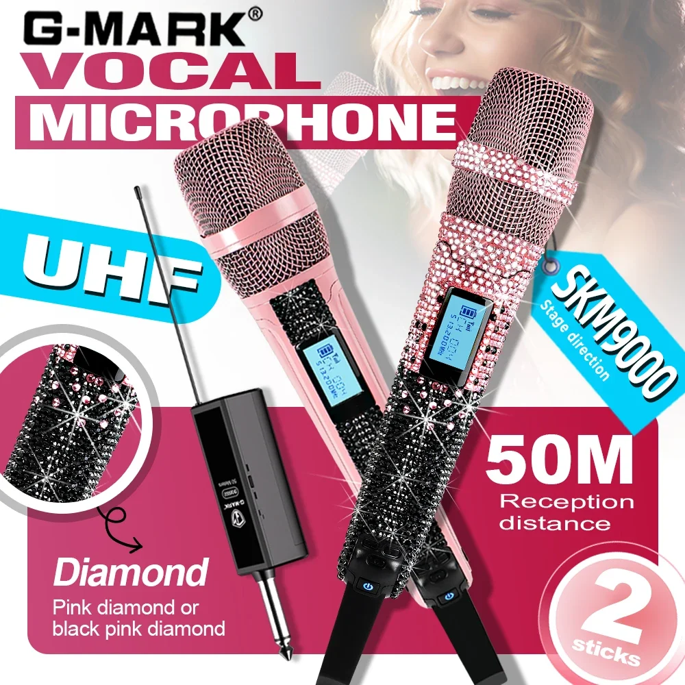 Rechargeable Wireless Mic Lithium Battery - Розовый беспроводной микрофон UHF с возможностью
