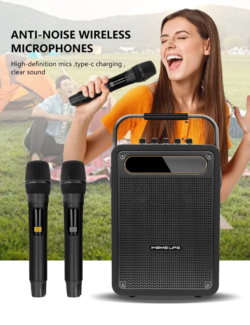 Портативная беспроводная карао – обзор и цена Karaoke Machine Portable With 2 Mic