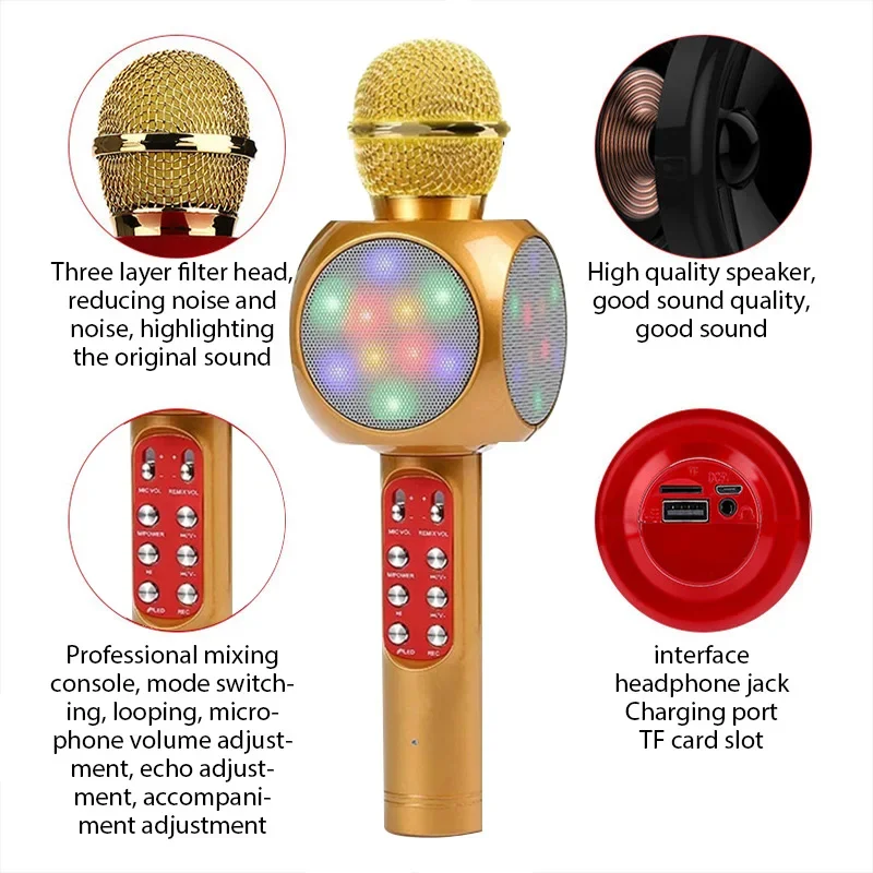 WS1816 Беспроводной детский ми – обзор и цена Bluetooth Karaoke Microphone Handheld