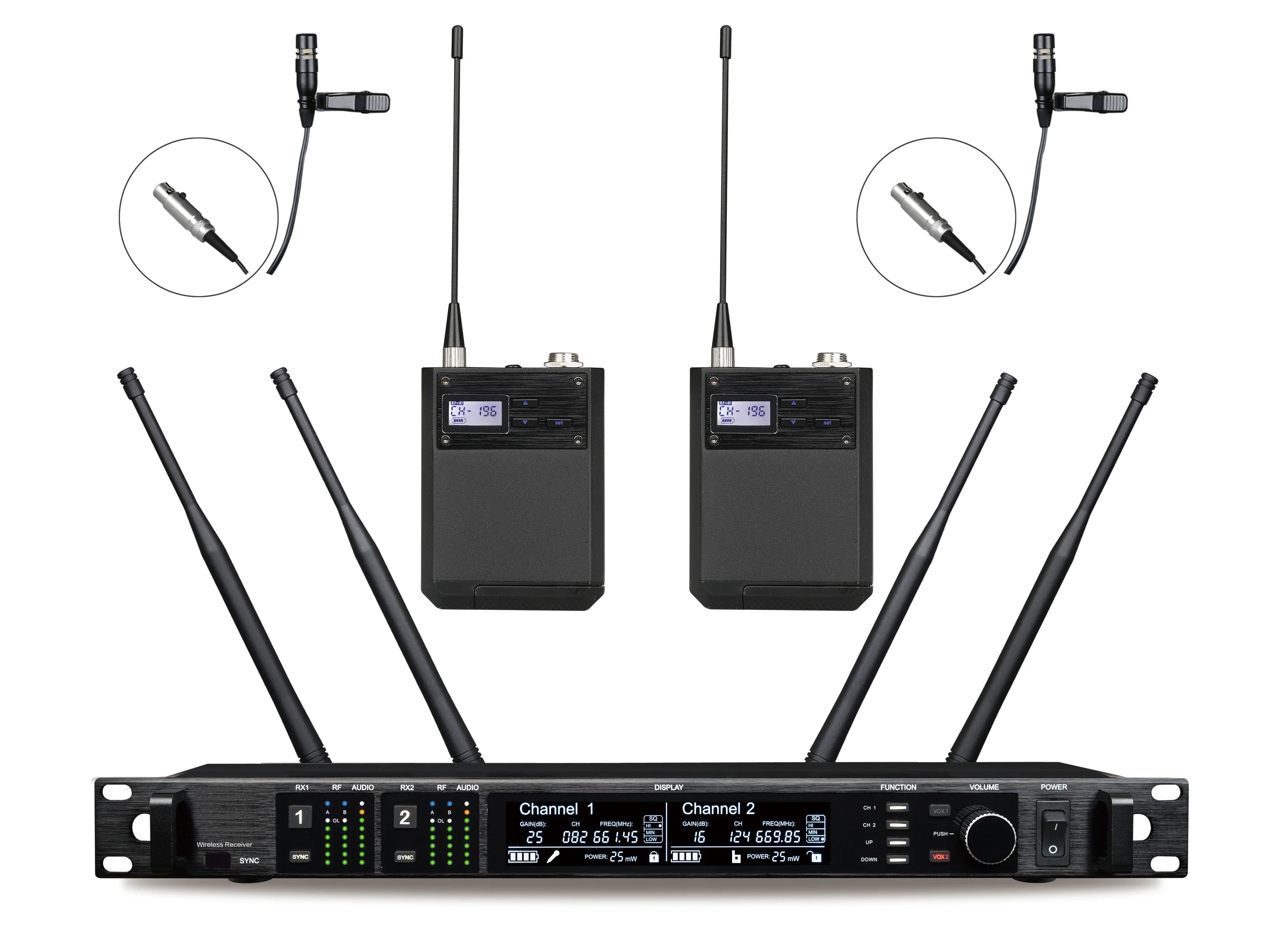 Лучший портативный беспроводно – обзор и цена Wireless Lavalier Microphone Dual Receiver