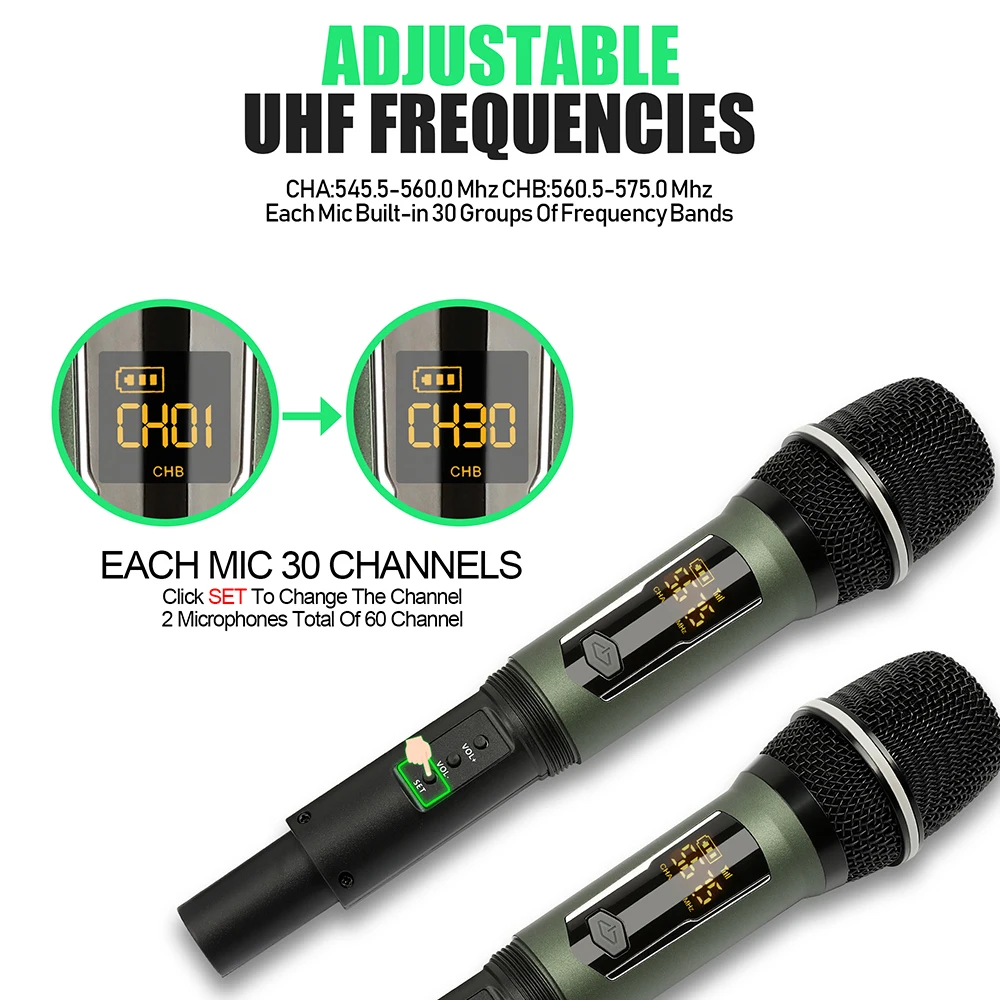Двойная ручная динамическая ми – обзор и цена Uhf Wireless Microphone System Dual Channel