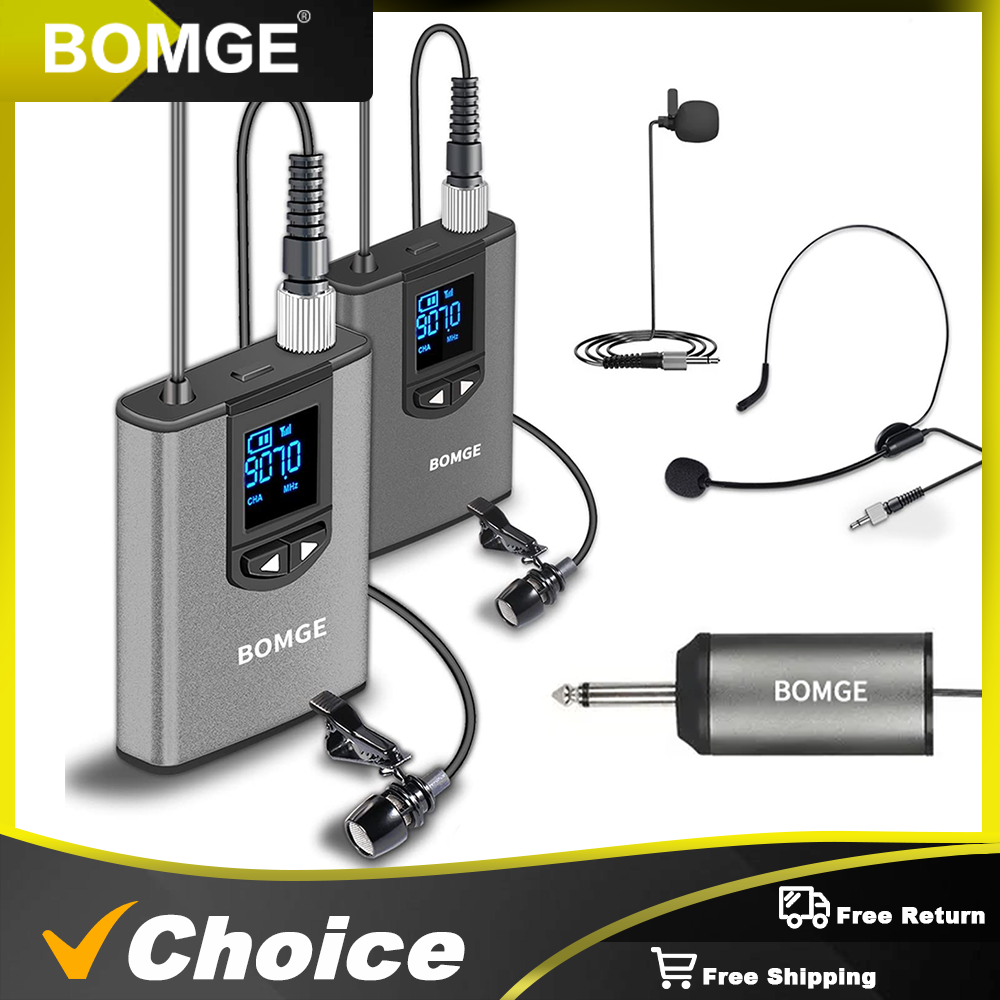 BOMGE двойная беспроводная мик – обзор и цена Wireless Lavalier Microphone Dual Receiver
