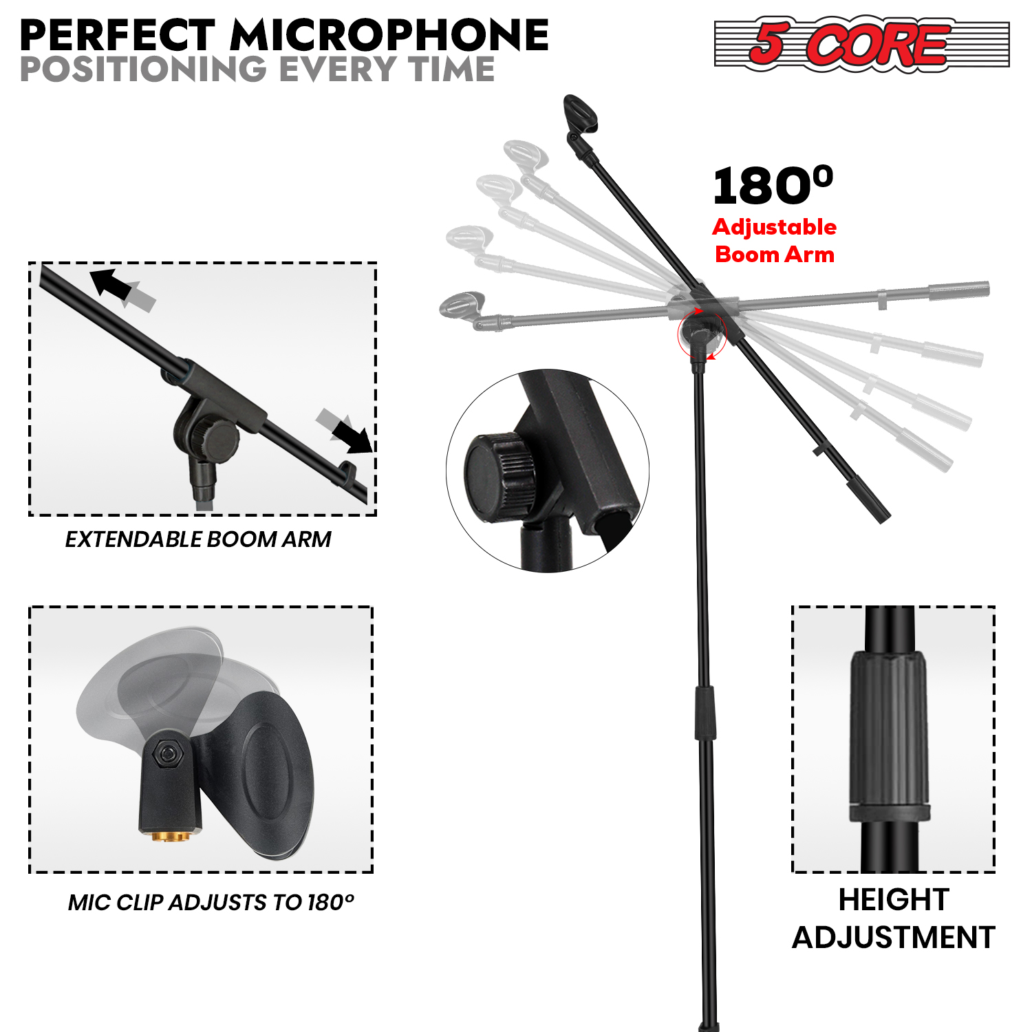 Комплект из 4 регулируемых нап – обзор и цена Microphone Stand Boom Arm Floor