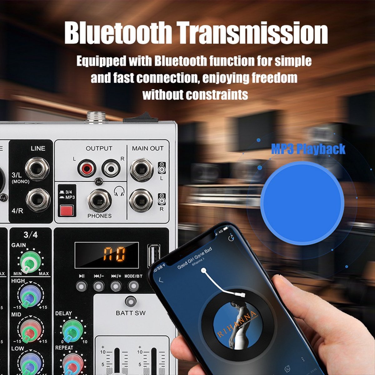 Портативный аудиомикшер DTC5 с – обзор и цена Karaoke Amplifier Mixer Bluetooth