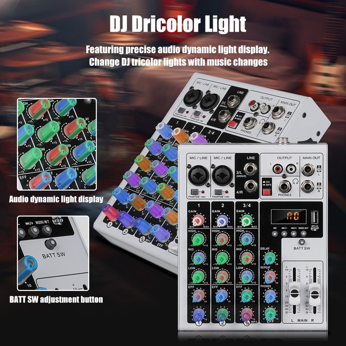Портативный аудиомикшер DTC5 с – обзор и цена Karaoke Amplifier Mixer Bluetooth