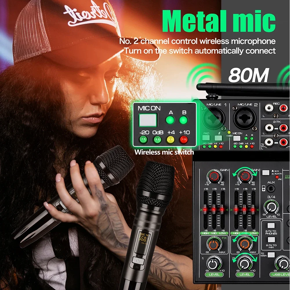 DGNOG 4-канальный аудиомикшер  – обзор и цена Karaoke Amplifier Mixer Bluetooth