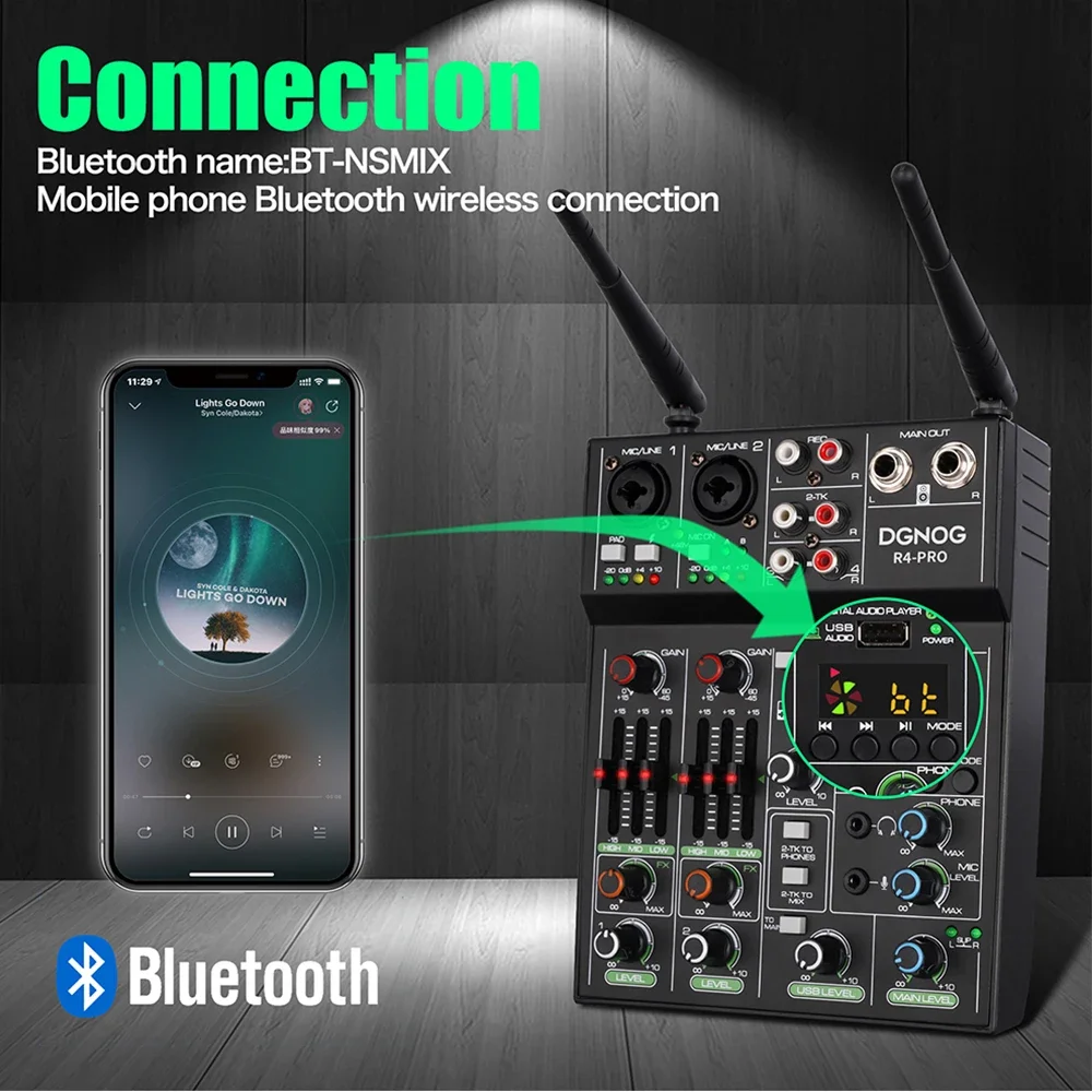 DGNOG 4-канальный аудиомикшер  – обзор и цена Karaoke Amplifier Mixer Bluetooth