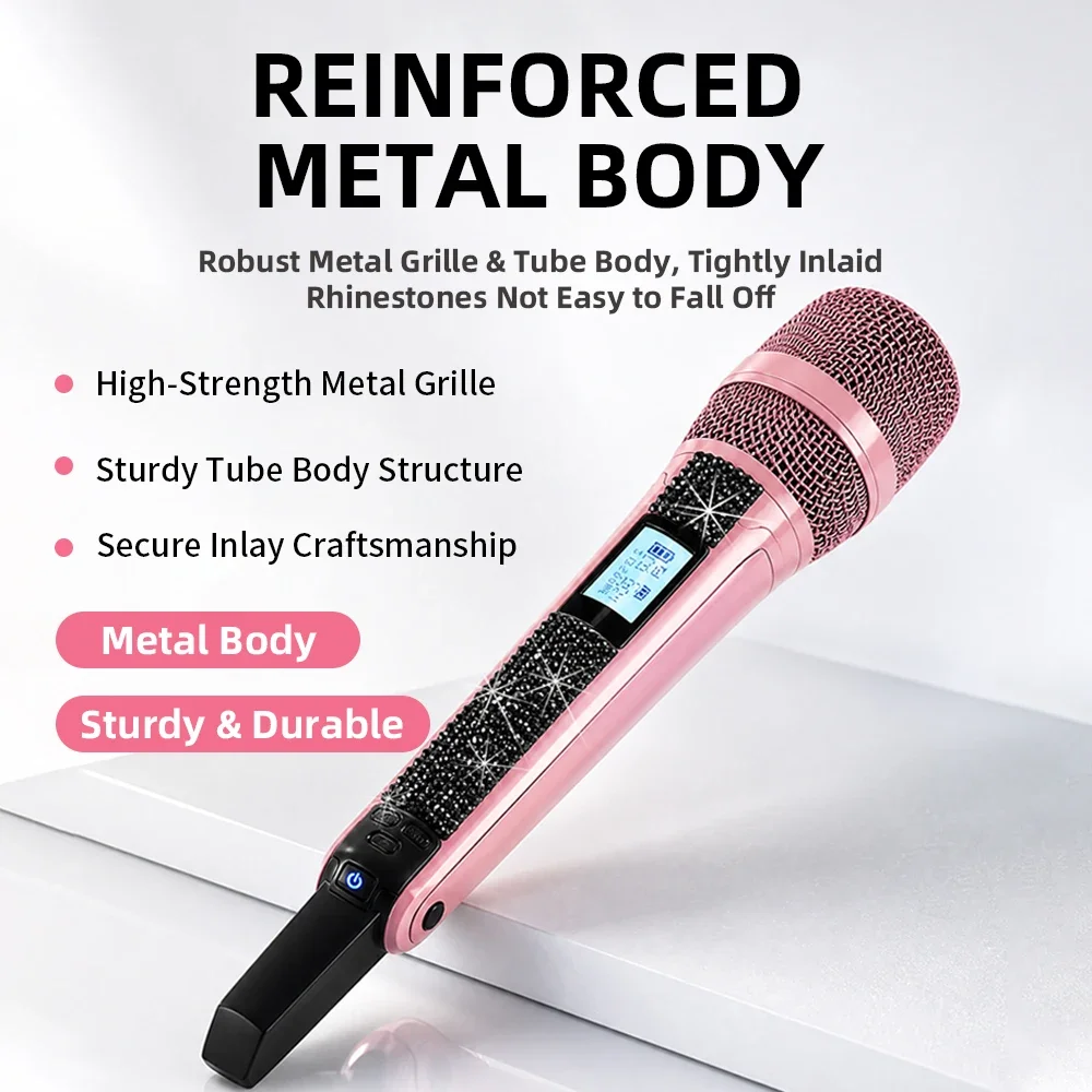 Розовый беспроводной микрофон  – обзор и цена Rechargeable Wireless Mic Lithium Battery